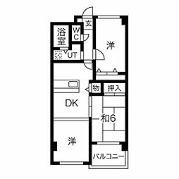 シャトー三和青山 2LDKの間取図画像