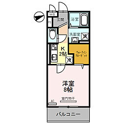 ロータス長町A 1Kの間取図画像