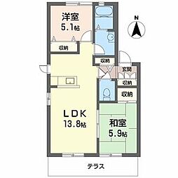 ディアス六百目A 2LDKの間取図画像