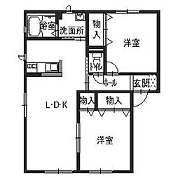 カーサベッラ野里A 2LDKの間取図画像