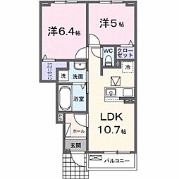 サンセールIX B 2LDKの間取図画像