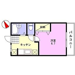 ハイツしらさぎB棟 1Kの間取図画像