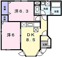 ブルーマウンテン3 2DKの間取図画像