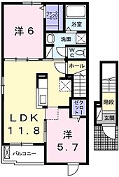 ヌォーヴォドラーゴ2 2LDKの間取図画像