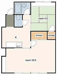 コーポ田寺 1LDKの間取図画像