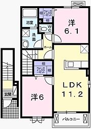 サンリット福崎2 2LDKの間取図画像