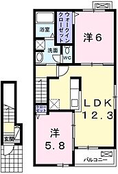 エスペランサ天神2 2LDKの間取図画像
