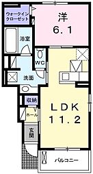 プロムナード弐番館 1LDKの間取図画像