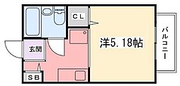 インタービレッジ八代 1Kの間取図画像
