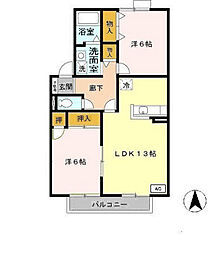 ハーベストウィズ 2LDKの間取図画像