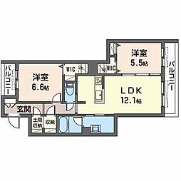 シャーメゾンソルテ 2LDKの間取図画像