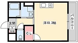 インタービレッジ下手野 ワンルームの間取図画像