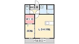 セジュール白浜A棟 1LDKの間取図画像