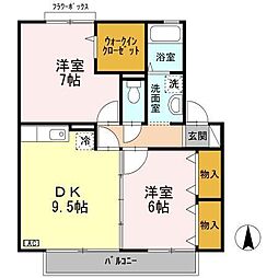 コートラフィーネ 2DKの間取図画像
