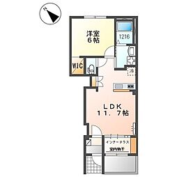 コントレイル 1LDKの間取図画像