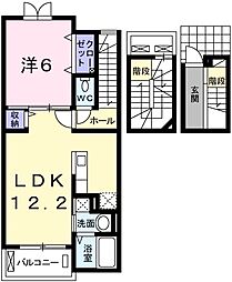 玲巧ハイツ八丁 1LDKの間取図画像