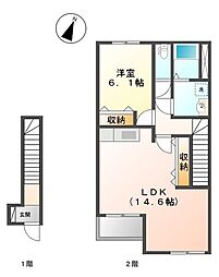 サンパレス 1LDKの間取図画像