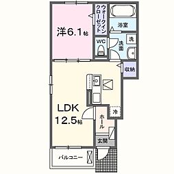 シャルマンヴィレッジB 1LDKの間取図画像