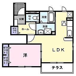 マンウンドフラウA棟 1LDKの間取図画像