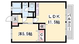 シャトー三木 1LDKの間取図画像