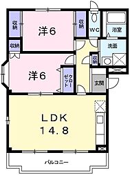 サン・セリス 2LDKの間取図画像