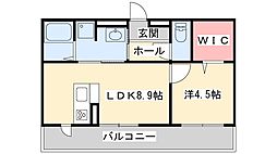 アーバンハイツ川田 1LDKの間取図画像