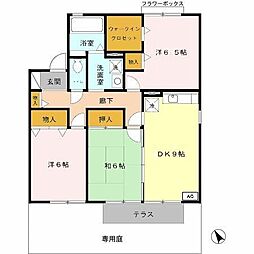 プラシード暖家A棟 3DKの間取図画像
