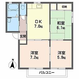 MMK觜崎 3DKの間取図画像