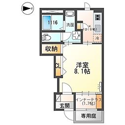 プランドールメゾン 1Kの間取図画像
