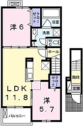 インプレスヴィラ 2LDKの間取図画像