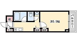 シティヒルズ2 1Kの間取図画像
