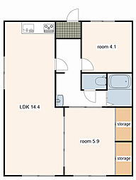JAハイツ中屋 2LDKの間取図画像