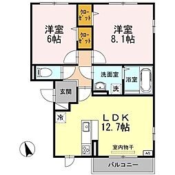 グランシャリオ弐番館 2LDKの間取図画像