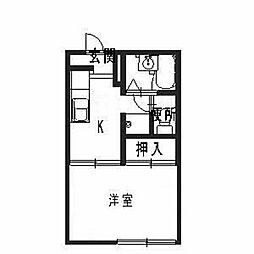 ヴィラカメリアA棟 1Kの間取図画像