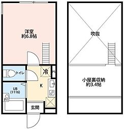 ベルメール中央林間 1Kの間取図画像
