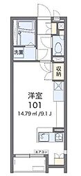 レオネクストなかた 1Kの間取図画像