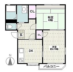 パークヒルいずみ中央C 2DKの間取図画像