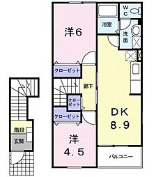 ア・ラ・モードB 2DKの間取図画像