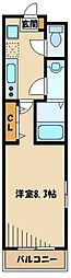 メゾン南林間2 1Kの間取図画像