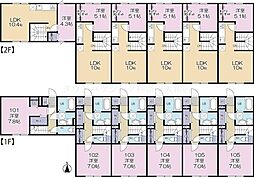 Grand Reve A棟 2LDKの間取図画像
