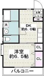 サザンヒルズ三ツ境 1DKの間取図画像