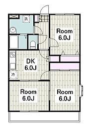 クラージュさがみ野 3DKの間取図画像