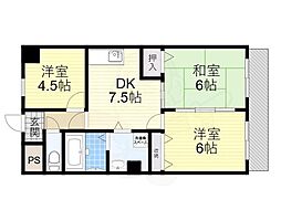 エクセレンスボン松屋 3階3DKの間取り