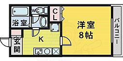 リヴェールもず 1Kの間取図画像