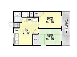 シティハイムテトラー77 2DKの間取図画像
