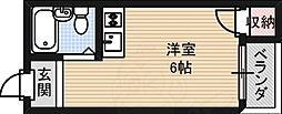 遠里小野ハイツ ワンルームの間取図画像