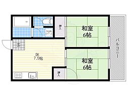コーポみどりE 2DKの間取図画像