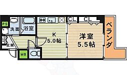Krehl宿院 1DKの間取図画像