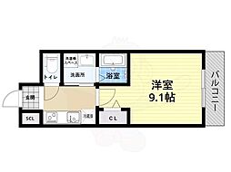ボヌールメゾンサカイ3 1Kの間取図画像