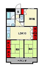 MDIマンション中原東 3階3LDKの間取り